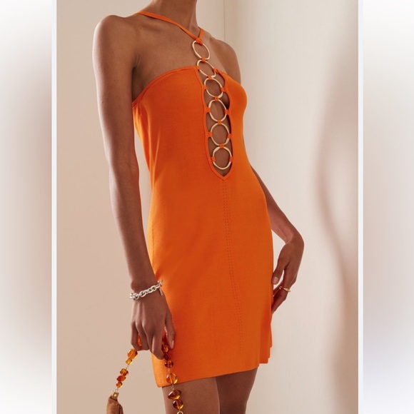 cult gaia Dresses & Skirts - NWT Cult Gaia Delilah Knit Mini Dress Orange XS